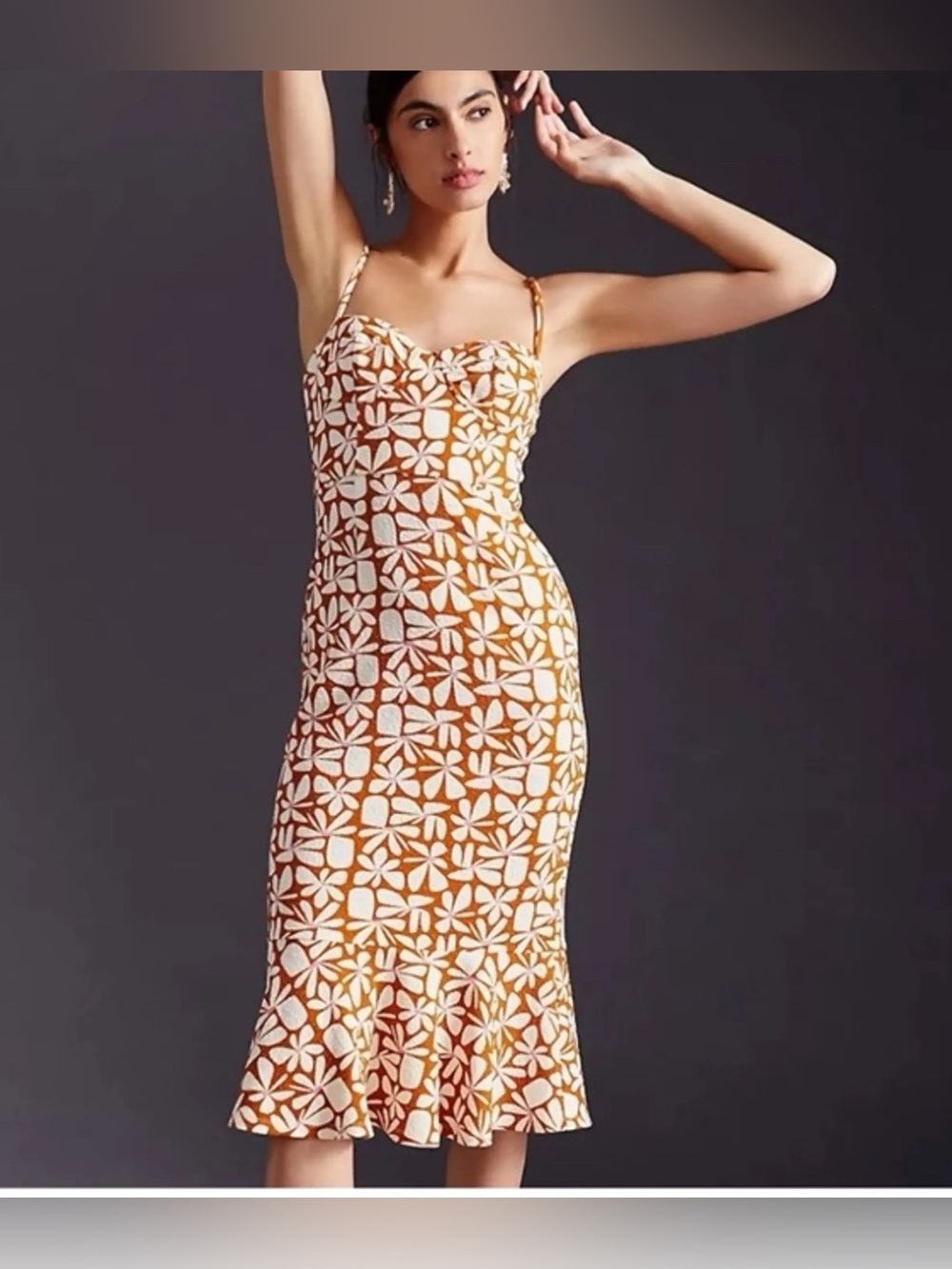 NWT Anthroplogie Hutch Floral Slim Midi Spring Summer Dress Size XSP